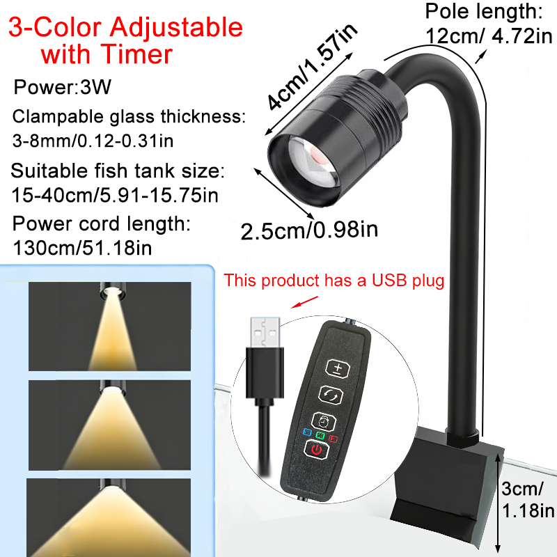 Lâmpada LED USB 3W para Aquári - Aquarium Planted Tank Light avaliação e preço